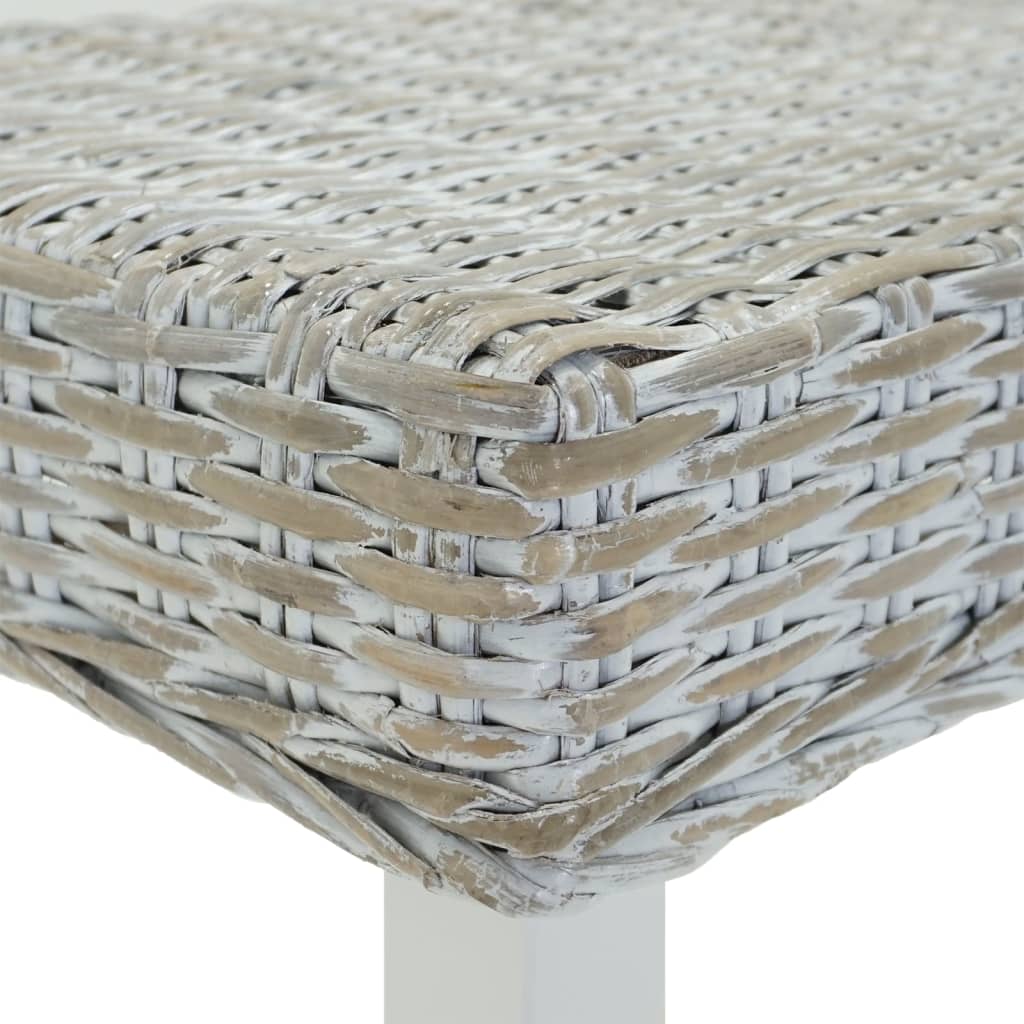 Banco 160x35x45 cm vime kubu natural/mogno maciça branco