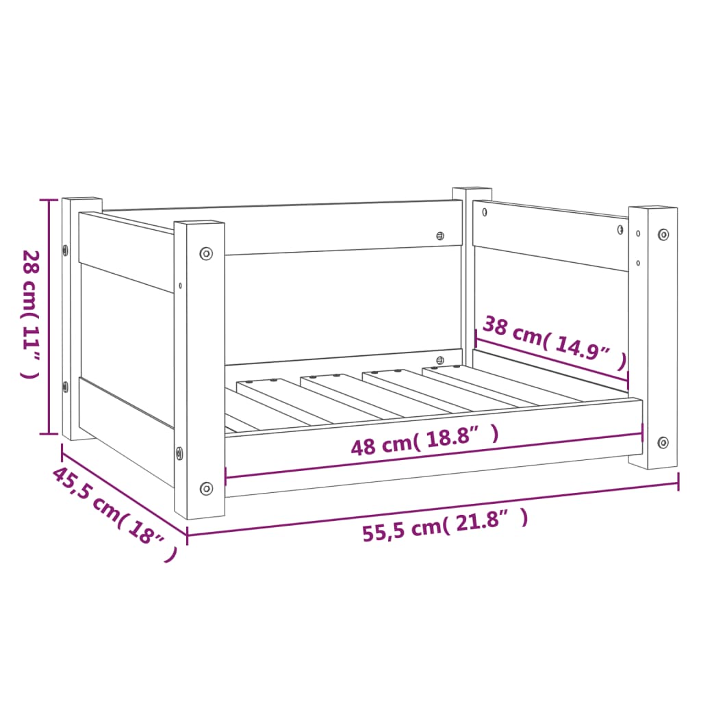 Cama para cães 55,5x45,5x28 cm Madeira de pinho maciça