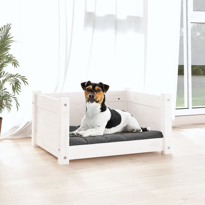 Cama para cães branca 55,5x45,5x28 cm madeira de pinho maciça