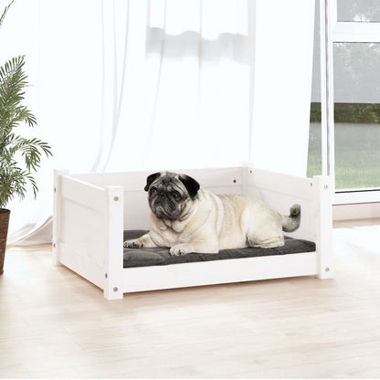 Cama para cães branca 65,5x50,5x28 cm madeira de pinho maciça