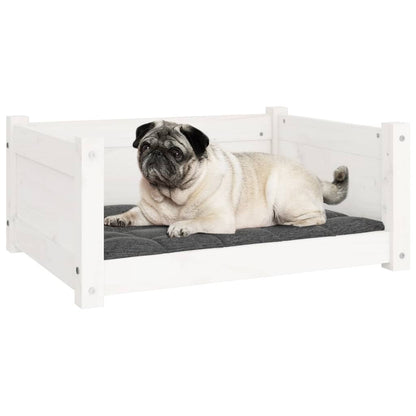 Cama para cães branca 65,5x50,5x28 cm madeira de pinho maciça