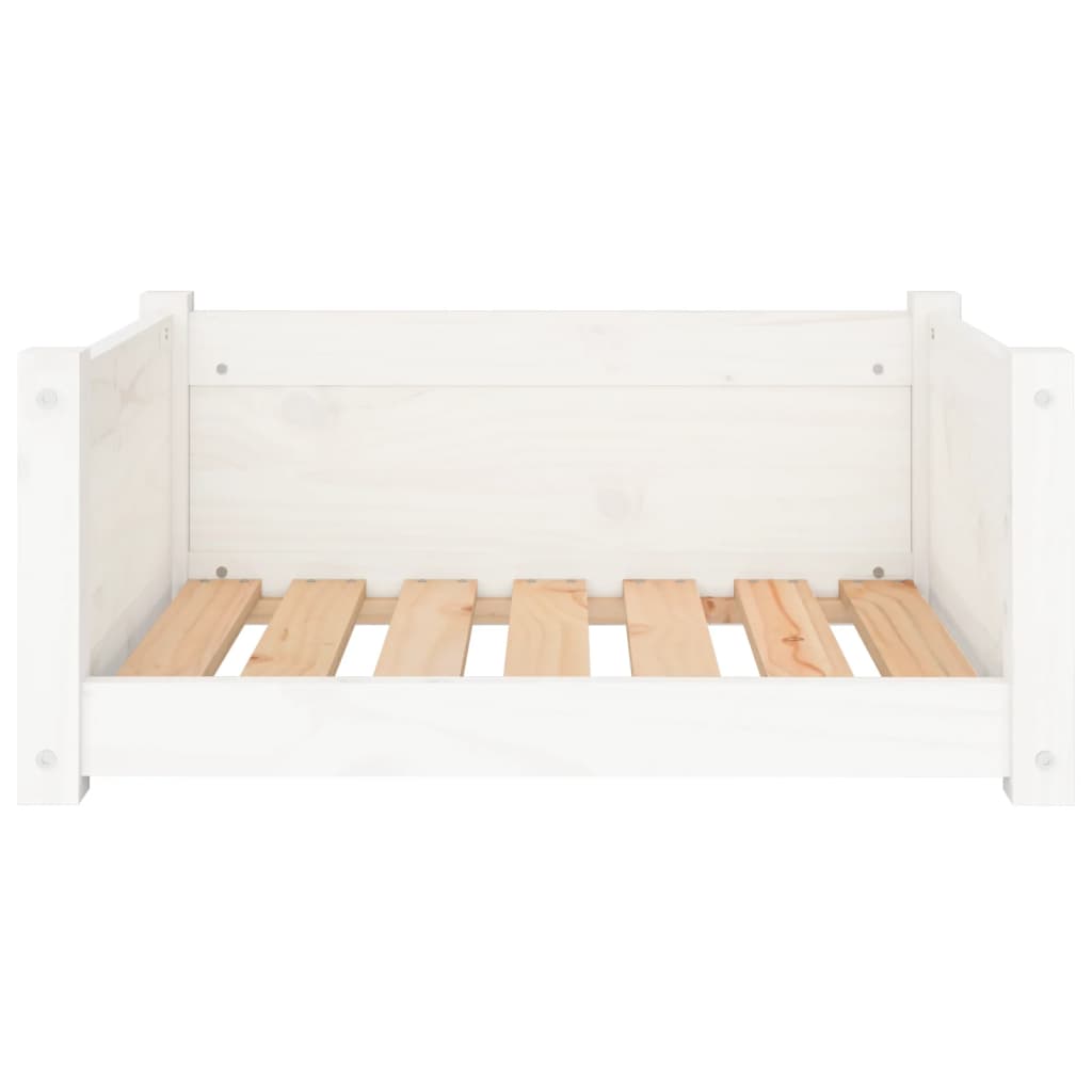 Cama para cães branca 65,5x50,5x28 cm madeira de pinho maciça