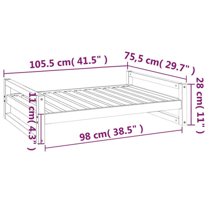 Cama para cães 105,5x75,5x28 cm madeira de pinho maciça branco