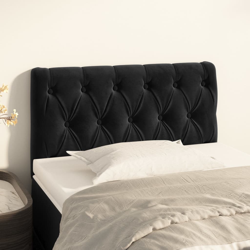 Cabeceira de cama veludo 80x7x78/88 cm preto