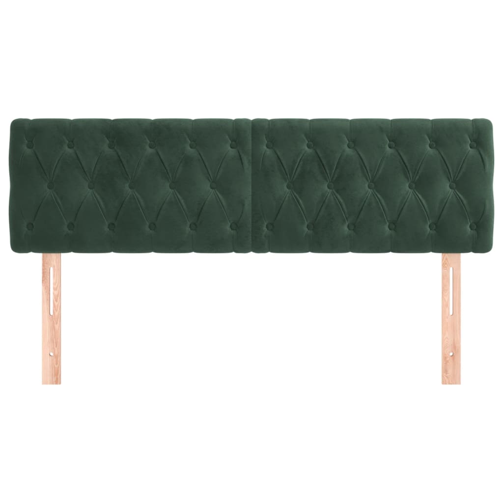 Cabeceira de cama 2 pcs veludo 80x7x78/88 cm verde-escuro