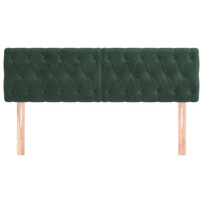 Cabeceira de cama 2 pcs veludo 80x7x78/88 cm verde-escuro