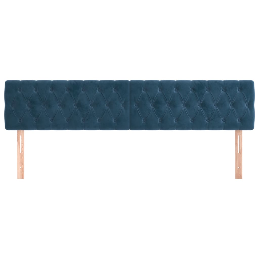 Cabeceira de cama 2 pcs veludo 100x7x78/88 cm azul-escuro