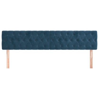 Cabeceira de cama 2 pcs veludo 100x7x78/88 cm azul-escuro