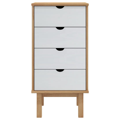 Armário gavetas OTTA 45x39x90 cm pinho maciço castanho/branco