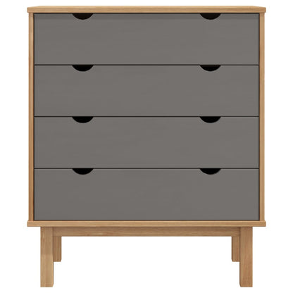 Armário gavetas OTTA 76,5x39,5x90cm pinho maciço castanho/cinza