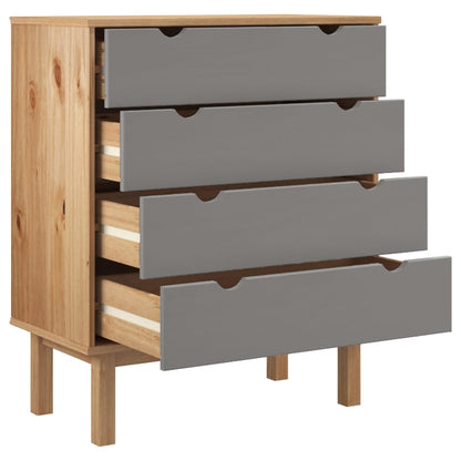 Armário gavetas OTTA 76,5x39,5x90cm pinho maciço castanho/cinza