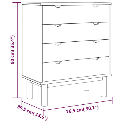 Armário gavetas OTTA 76,5x39,5x90cm pinho maciço castanho/cinza
