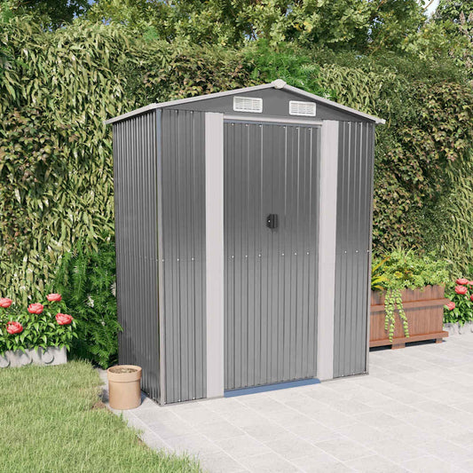 Abrigo de jardim 192x108x223 cm aço galvanizado cinzento-claro