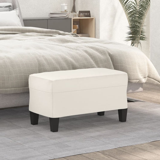 Banco 70x35x41 cm couro artificial cor creme