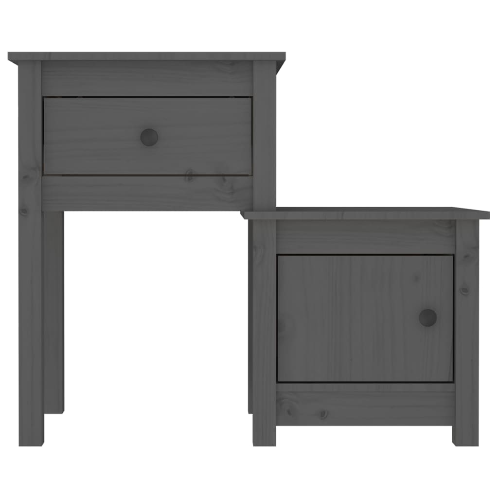 Mesas de cabeceira 2 pcs 79,5x38x65,5 cm pinho maciço cinza