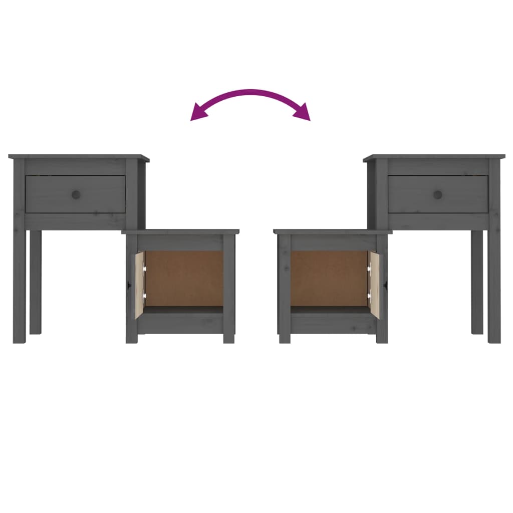 Mesas de cabeceira 2 pcs 79,5x38x65,5 cm pinho maciço cinza