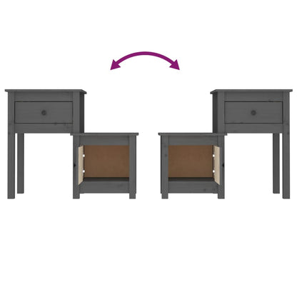 Mesas de cabeceira 2 pcs 79,5x38x65,5 cm pinho maciço cinza