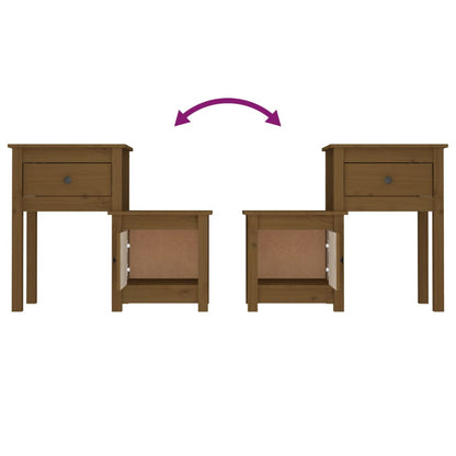 Mesas de cabeceira 2 pcs 79,5x38x65,5 cm pinho castanho mel