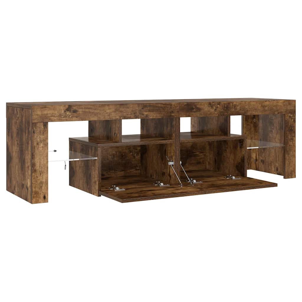 Móvel de TV com luzes LED carvalho fumado