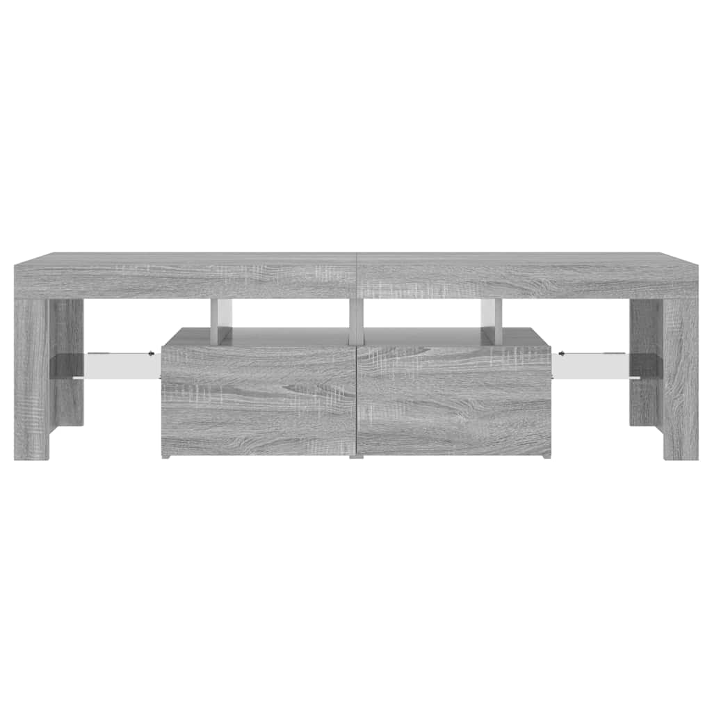 Móvel de TV com luzes LED cinzento sonoma