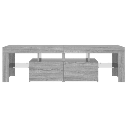 Móvel de TV com luzes LED cinzento sonoma