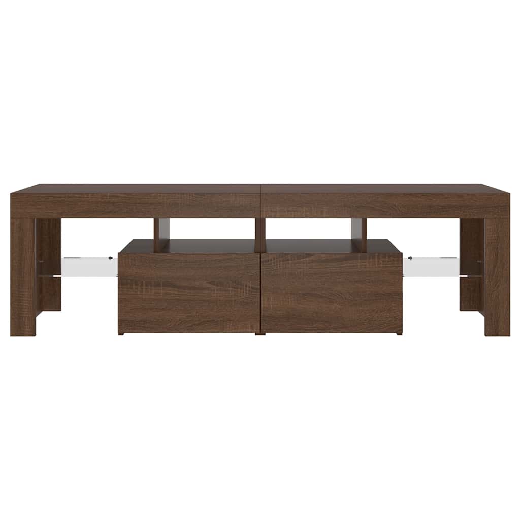 Móvel de TV com luzes LED carvalho castanho