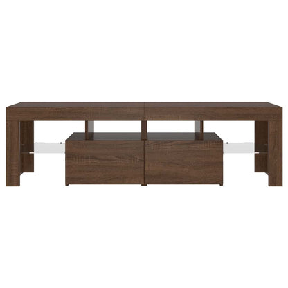 Móvel de TV com luzes LED carvalho castanho