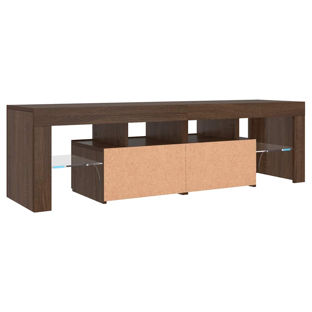 Móvel de TV com luzes LED carvalho castanho