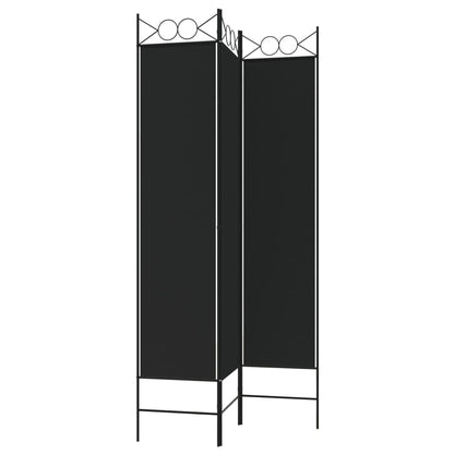 Divisória de quarto com 3 painéis 120x200 cm tecido preto