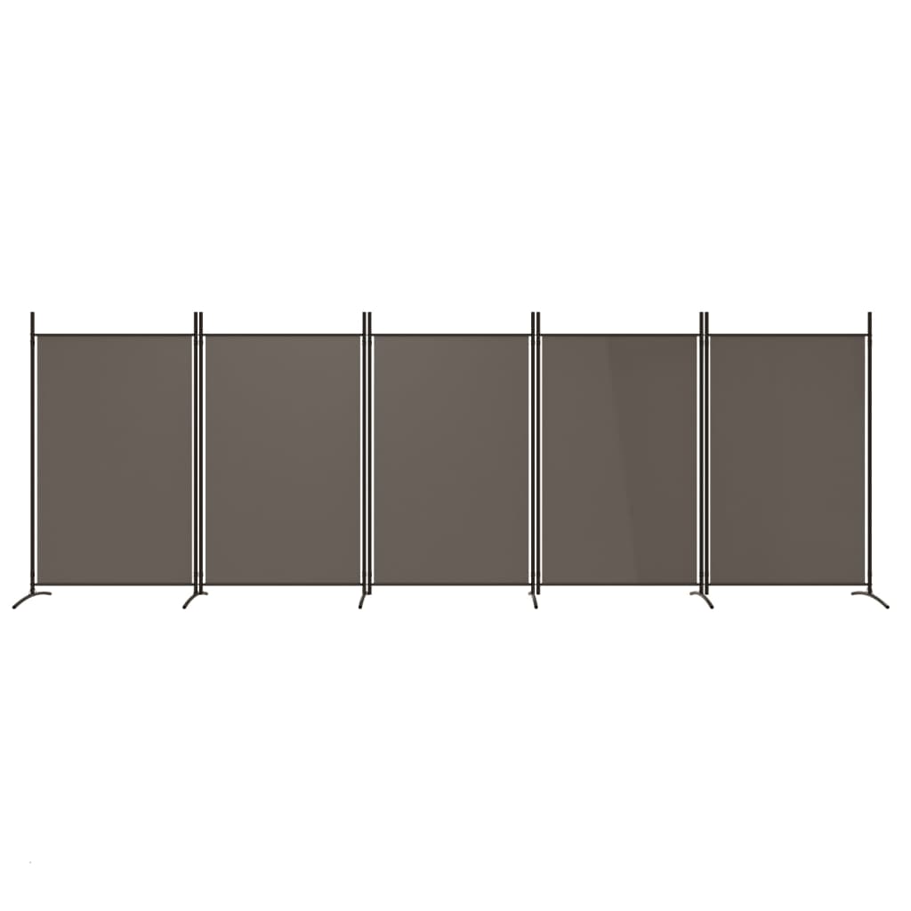 Divisória de quarto com 5 painéis 433x180 cm tecido antracite