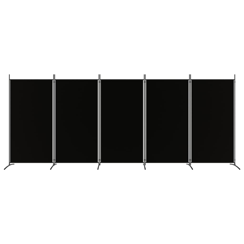 Divisória de quarto com 5 painéis 433x180 cm tecido preto