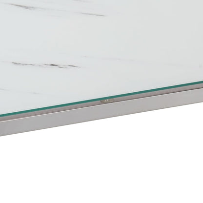 Mesa consola aço inoxidável e vidro temperado prateado