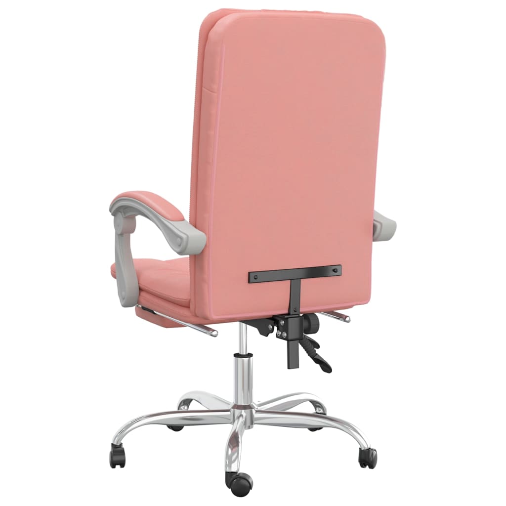 Cadeira de escritório reclinável couro artificial rosa