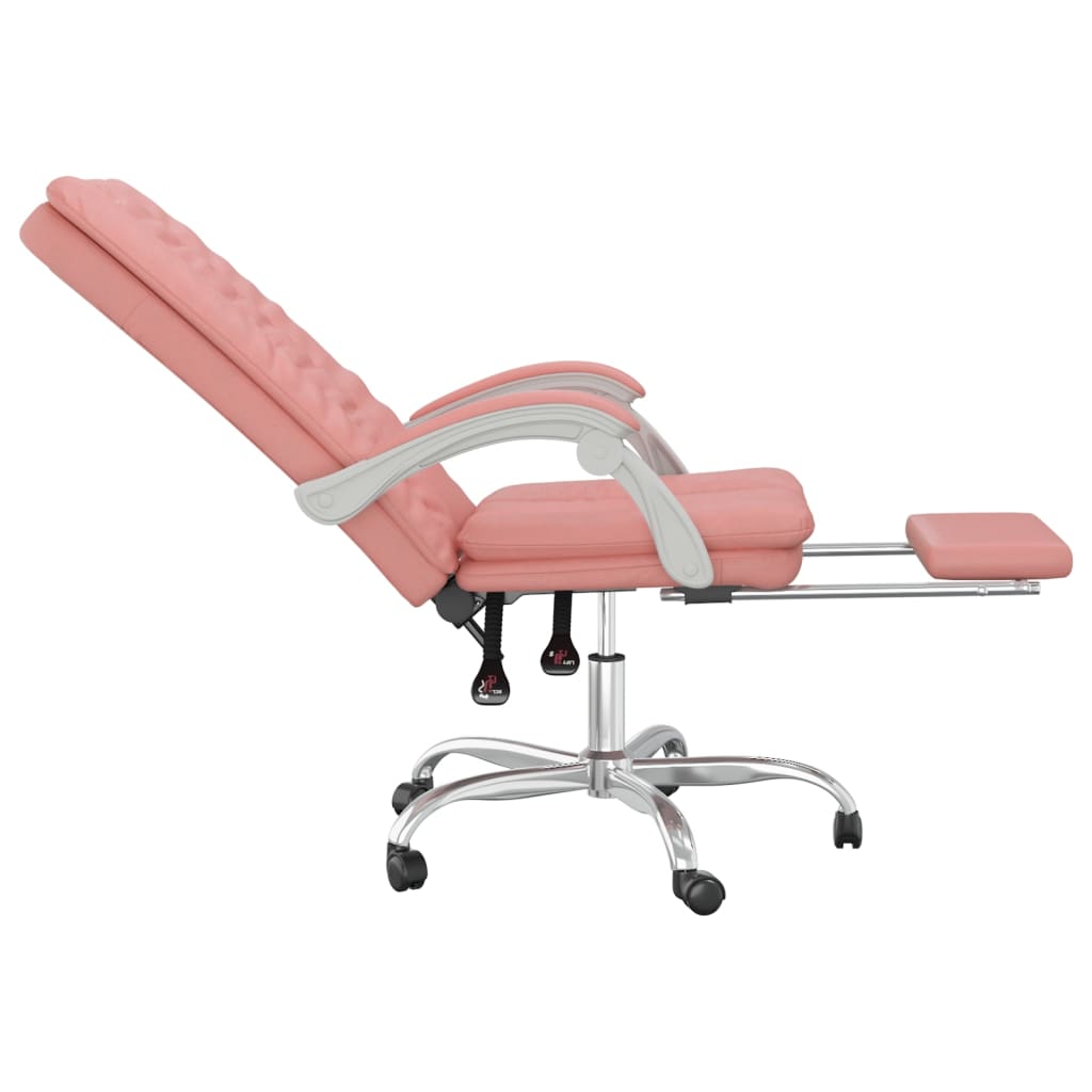 Cadeira de escritório reclinável couro artificial rosa