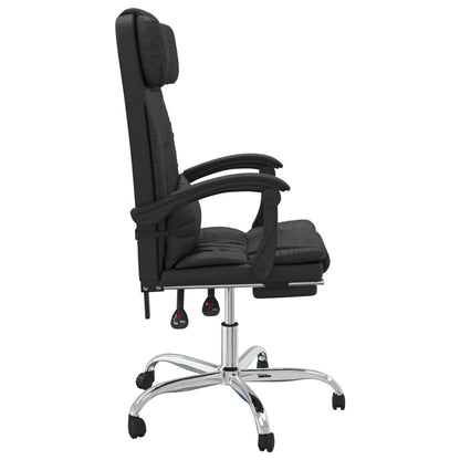 Cadeira escritório massagens reclinável couro artificial preto