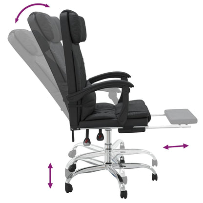 Cadeira escritório massagens reclinável couro artificial preto