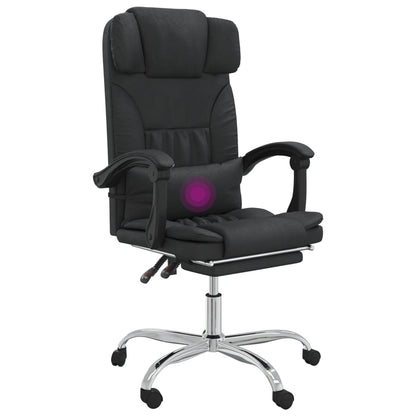 Cadeira escritório massagens reclinável couro artificial preto