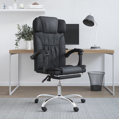 Cadeira escritório massagens reclinável couro artificial preto