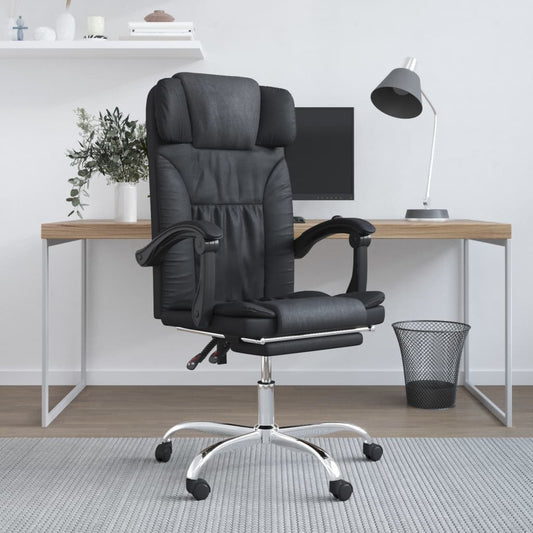 Cadeira escritório massagens reclinável couro artificial preto