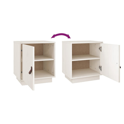 Mesa de cabeceira 40x34x45 cm madeira de pinho maciça branco