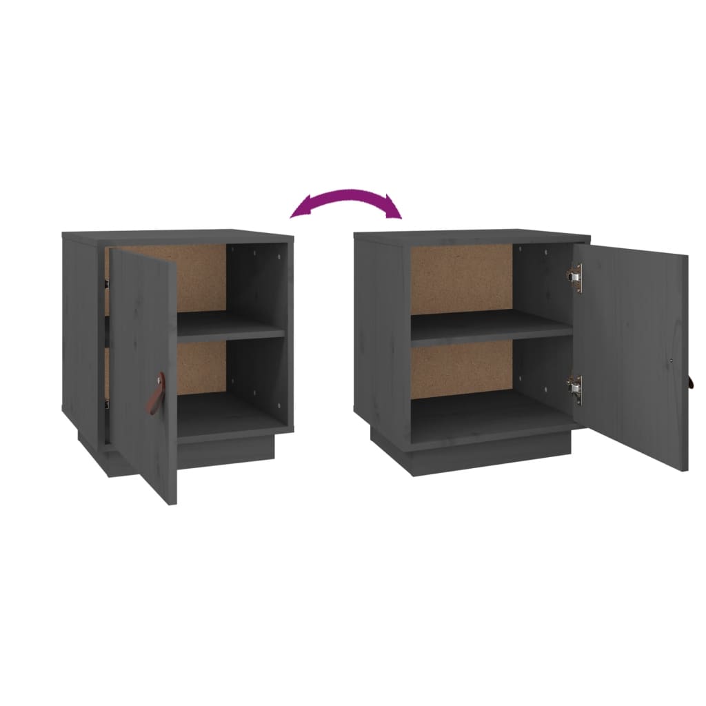 Mesa de cabeceira 40x34x45 cm madeira de pinho maciça cinza