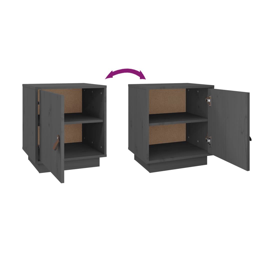 Mesas de cabeceira 2 pcs 40x34x45 cm madeira pinho maciço cinza