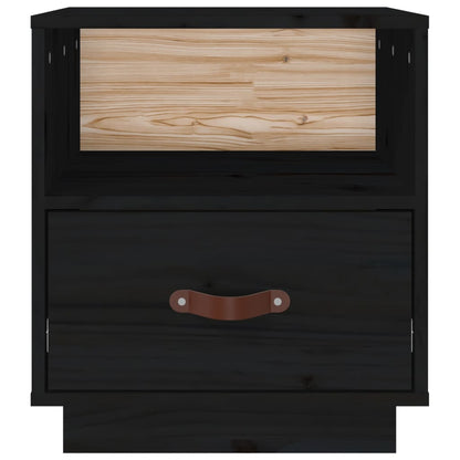 Mesas de cabeceira 2 pcs 40x34x45cm madeira pinho maciça preto