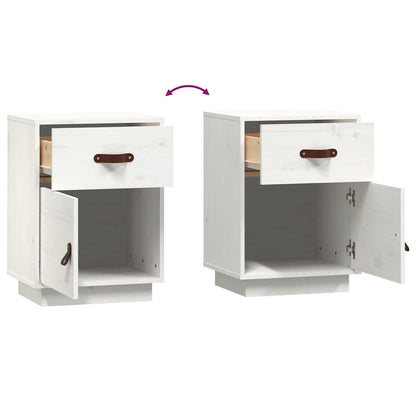 Mesa de cabeceira 40x34x55 cm madeira de pinho maciça branco