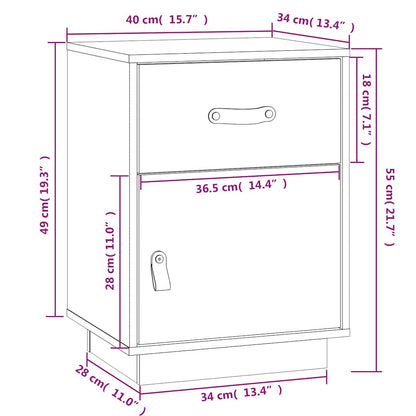 Mesas de cabeceira 2 pcs 40x34x55 cm pinho maciço branco