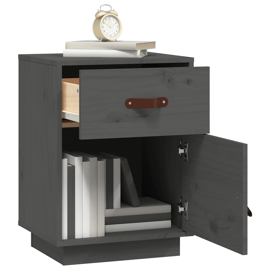 Mesas de cabeceira 2 pcs 40x34x55 cm pinho maciço cinza