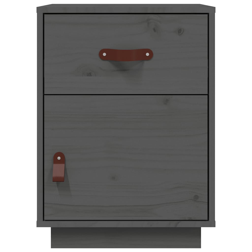 Mesas de cabeceira 2 pcs 40x34x55 cm pinho maciço cinza