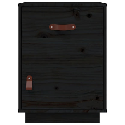 Mesa de cabeceira 40x34x55 cm madeira de pinho maciça preto