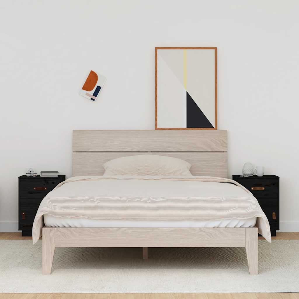 Mesas de cabeceira 2 pcs 40x34x55 cm pinho maciço preto