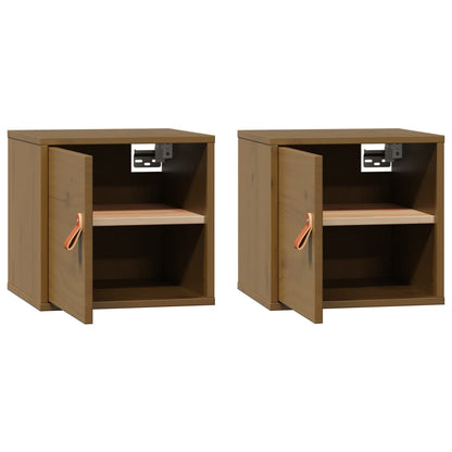 Armários de parede 2 pcs 31,5x30x30cm pinho maciço castanho-mel